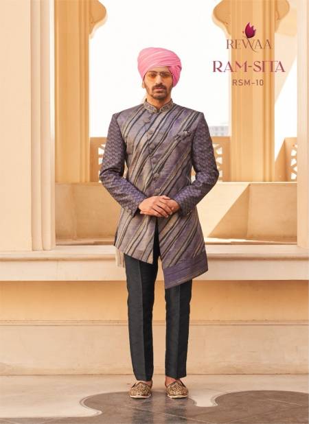 Jamun Colour Ram-Sita By Rewaa Designer Wedding Wear Sherwani Manufacturers RSM-10
